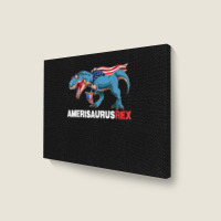 Funny Dinosaur 4th Of July Kids Boys Men Amerisaurus T Rex Landscape Canvas Print | Artistshot