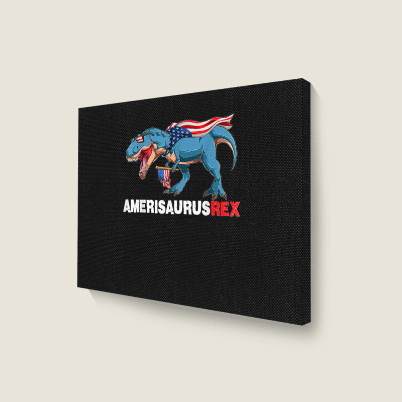 Funny Dinosaur 4th Of July Kids Boys Men Amerisaurus T Rex Landscape Canvas Print | Artistshot