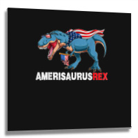 Funny Dinosaur 4th Of July Kids Boys Men Amerisaurus T Rex Metal Print Square | Artistshot