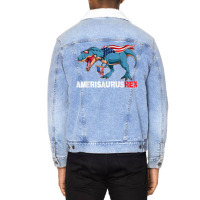 Funny Dinosaur 4th Of July Kids Boys Men Amerisaurus T Rex Unisex Sherpa-lined Denim Jacket | Artistshot