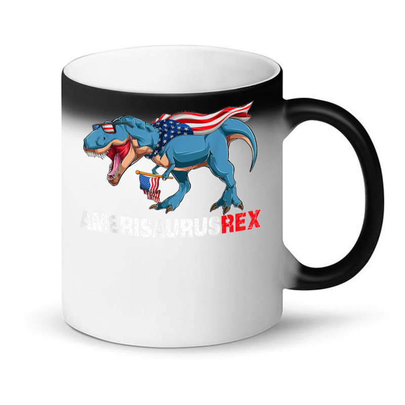 Funny Dinosaur 4th Of July Kids Boys Men Amerisaurus T Rex Magic Mug | Artistshot