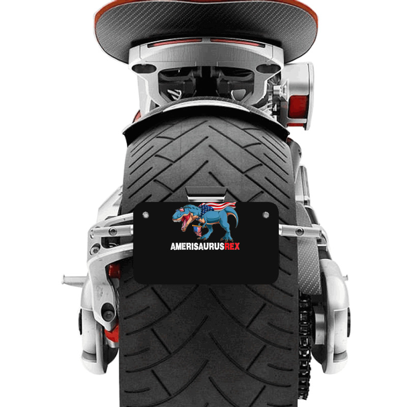 Funny Dinosaur 4th Of July Kids Boys Men Amerisaurus T Rex Motorcycle License Plate | Artistshot