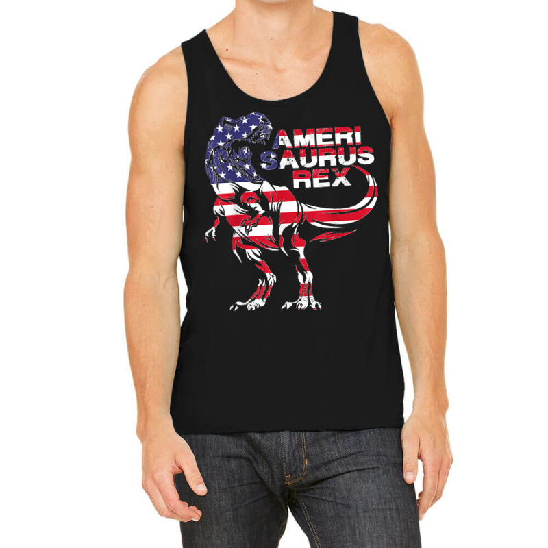 Funny Dinosaur 4th Of July American Flag Amerisaurus T Rex Tank Top | Artistshot