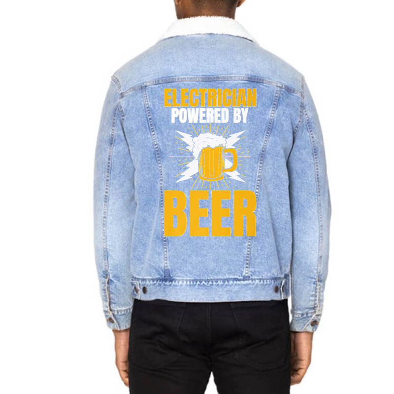 Electrician Powered By Beer Gag Tee For Unisex Electricians Premium Unisex Sherpa-lined Denim Jacket | Artistshot