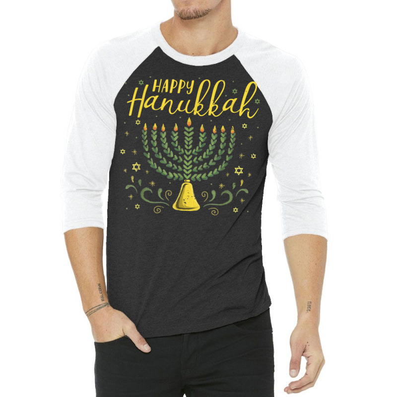 Happy Hanukkah Menorah Jewish Chanukah Festive Holiday T Shirt 3/4 Sleeve Shirt | Artistshot