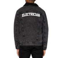 Electrician Job Outfit Costume Retro College Arch Funny Unisex Sherpa-lined Denim Jacket | Artistshot