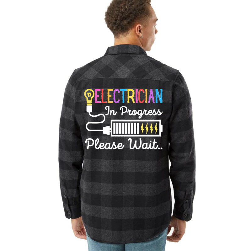 Electrician In Progress Please Wait Future Electrician Funny Premium Flannel Shirt | Artistshot