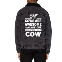 Funny Cows Are Awesome I Am Awesome Therefore I Am A Cow Premium Unisex Sherpa-lined Denim Jacket | Artistshot