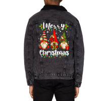 Merry Christmas Lights Gnome Pajamas Funny Family Christmas T Shirt Unisex Sherpa-lined Denim Jacket | Artistshot