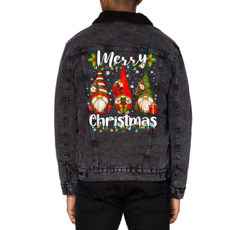 Merry Christmas Lights Gnome Pajamas Funny Family Christmas T Shirt Unisex Sherpa-lined Denim Jacket | Artistshot