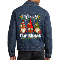 Merry Christmas Lights Gnome Pajamas Funny Family Christmas T Shirt Men Denim Jacket | Artistshot