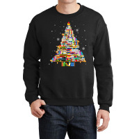 Christmas Library Tree Lights For Librarian And Book Lover T Shirt Crewneck Sweatshirt | Artistshot