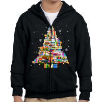 Christmas Library Tree Lights For Librarian And Book Lover T Shirt Youth Zipper Hoodie | Artistshot