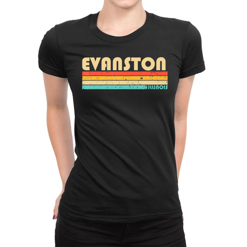 Evanston Il Illinois City Home Roots Retro 70s 80s Ladies Fitted T-Shirt by hongquangd | Artistshot