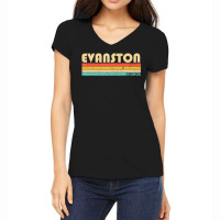 Evanston Il Illinois City Home Roots Retro 70s 80s Women's V-neck T-shirt | Artistshot