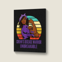 Crohn's Disease Warrior Shirt Unbreakable Portrait Canvas Print | Artistshot