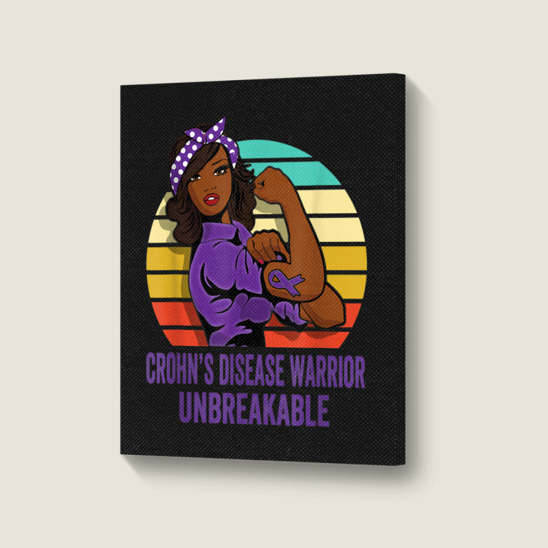 Crohn's Disease Warrior Shirt Unbreakable Portrait Canvas Print | Artistshot