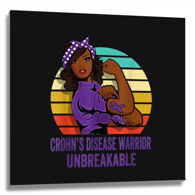 Crohn's Disease Warrior Shirt Unbreakable Metal Print Square | Artistshot