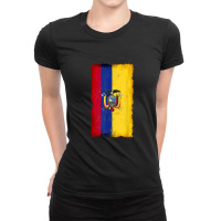 Distressed Ecuador Flag, National Pride Grunge Style Ladies Fitted T-shirt | Artistshot