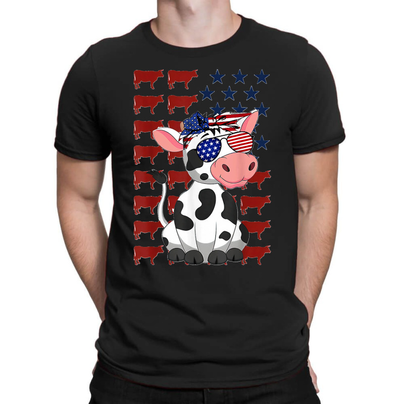 Funny Dairy Cows 4th Of July Costumes Usa Flag Dairy Cows T-shirt | Artistshot