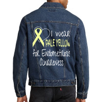 I Wear Pale Yellow For Endometriosis Awareness Men Denim Jacket | Artistshot