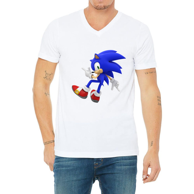 Classic Blue Super Hedgehog V-Neck Tee by ElaineABernard | Artistshot