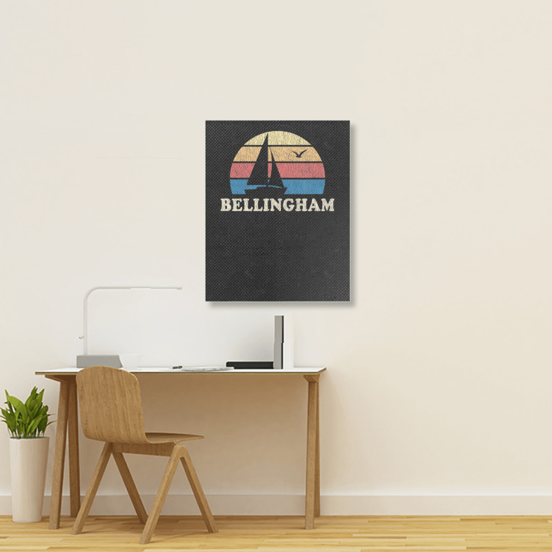 Bellingham Wa Vintage Sailboat 70s Throwback Sunset Portrait Canvas Print | Artistshot