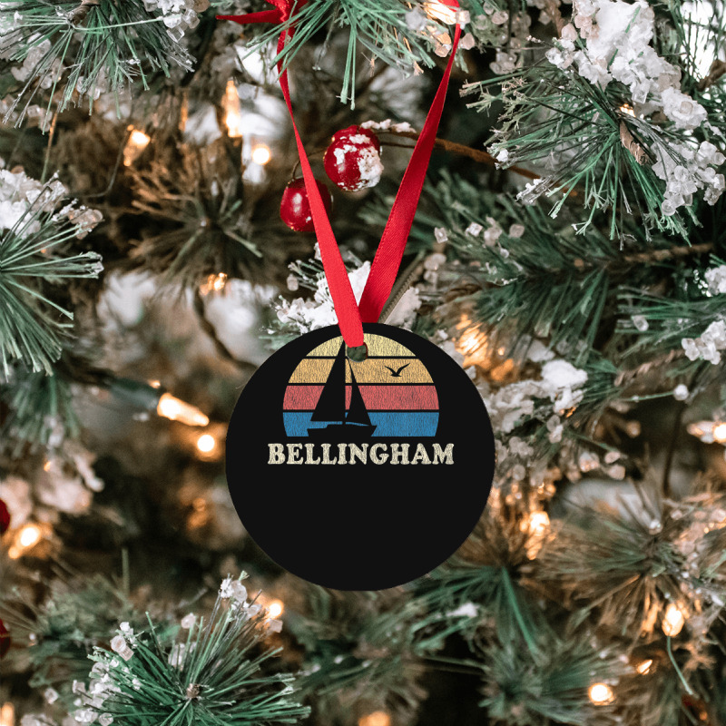 Bellingham Wa Vintage Sailboat 70s Throwback Sunset Ornament | Artistshot