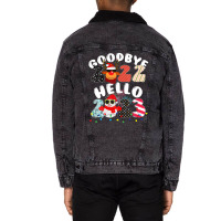 Goodbye 2022 Hello 2023 Cute Christmas Tee Unisex Sherpa-lined Denim Jacket | Artistshot