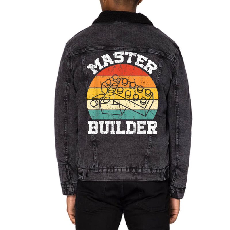 Master Builder Kids Building Blocks Brick Toy Master Builder 1 Unisex Sherpa-lined Denim Jacket | Artistshot