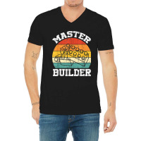 Master Builder Kids Building Blocks Brick Toy Master Builder 1 V-neck Tee | Artistshot