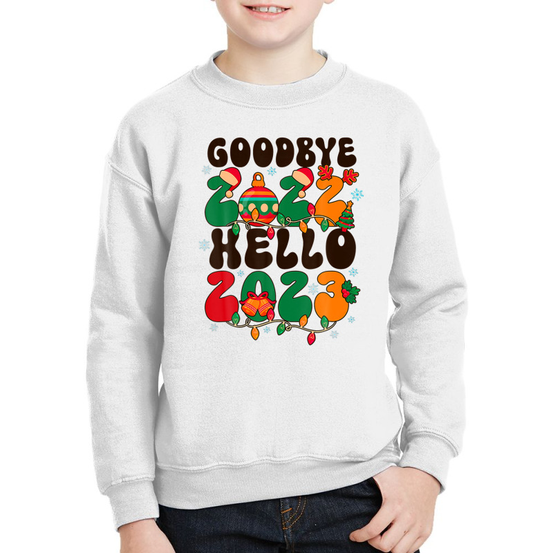 Goodbye 2022 Hello 2023 Retro Groovy Christmas New Year Youth Sweatshirt | Artistshot