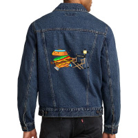 Production Runner Fun Burger Design Men Denim Jacket | Artistshot