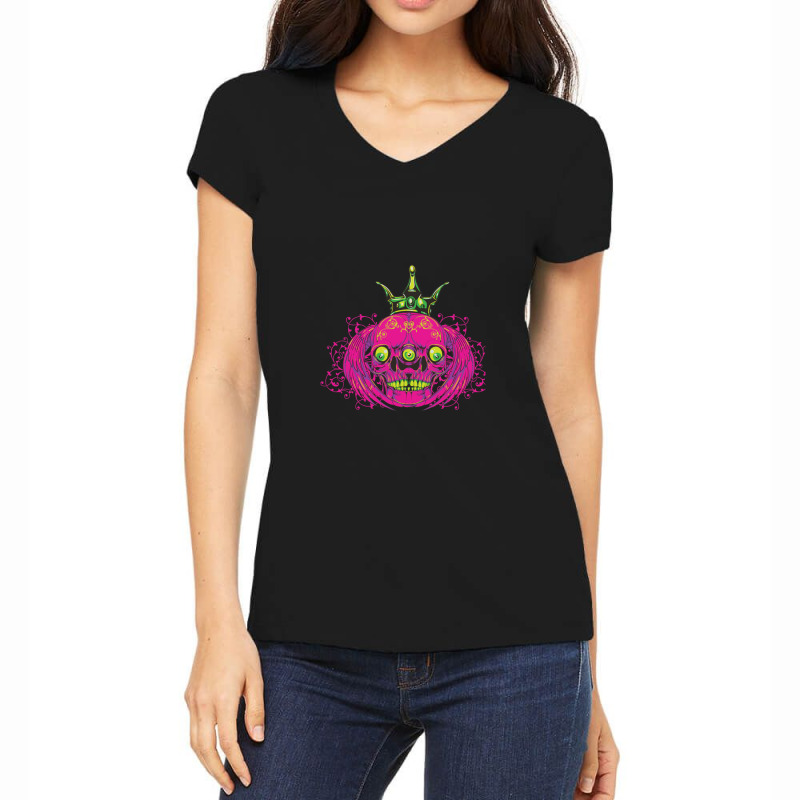 Rey Calavera Women's V-Neck T-Shirt by BeckyTeague | Artistshot