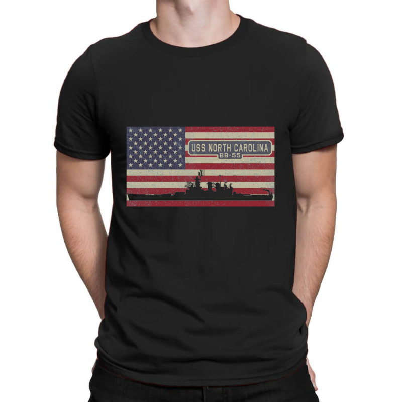 Uss North Carolina Bb 55 Us Navy Battleship Vintage American Flag Gift T-shirt | Artistshot