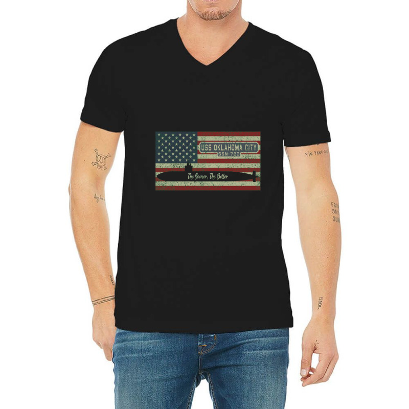 Uss Oklahoma City Ssn 723 Los Angeles–class Fast Attack Submarine V-neck Tee | Artistshot