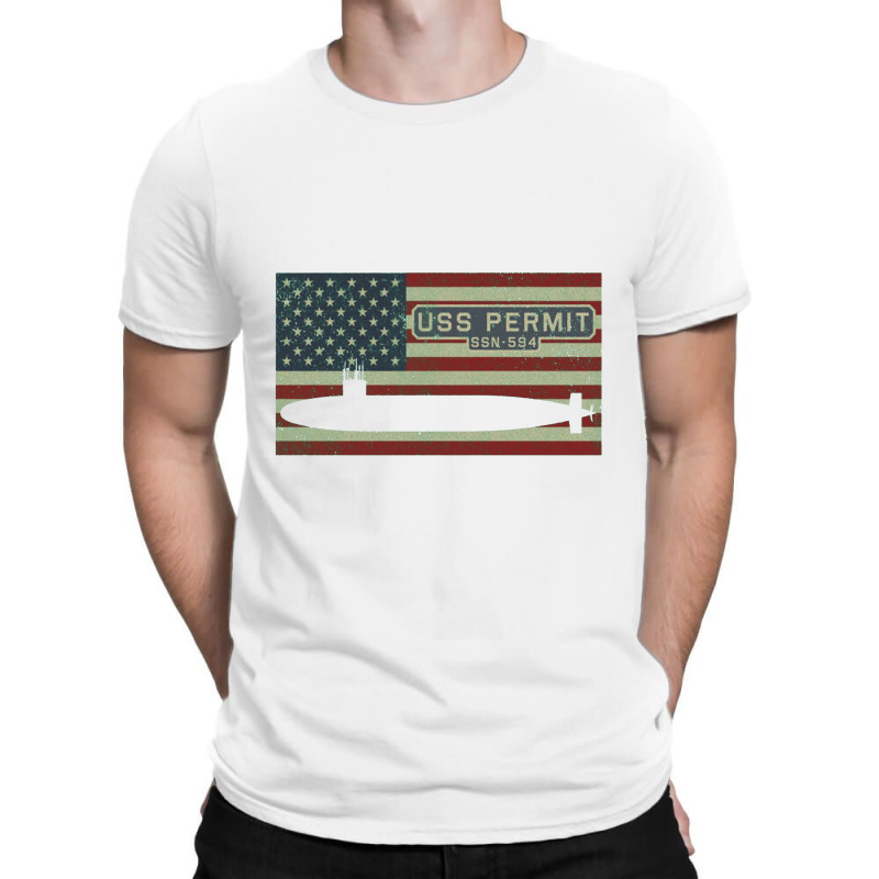 Uss Permit Ssn 594 Nuclear Submarine Vintage American Flag Gift T-shirt | Artistshot