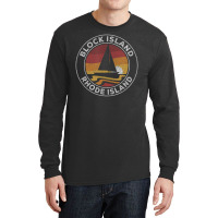 Block Island Rhode Island Vintage Sailboat 70s Retro Sunset Long Sleeve Shirts | Artistshot