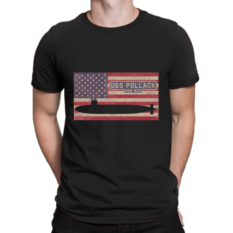 Uss Pollack Ssn 603 Nuclear Submarine Vintage American Flag Gift T-shirt | Artistshot