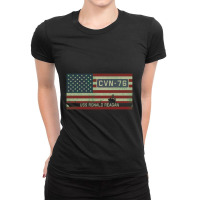 Uss Ronald Reagan Cvn 76 Vintage American Flag Gift Ladies Fitted T-shirt | Artistshot