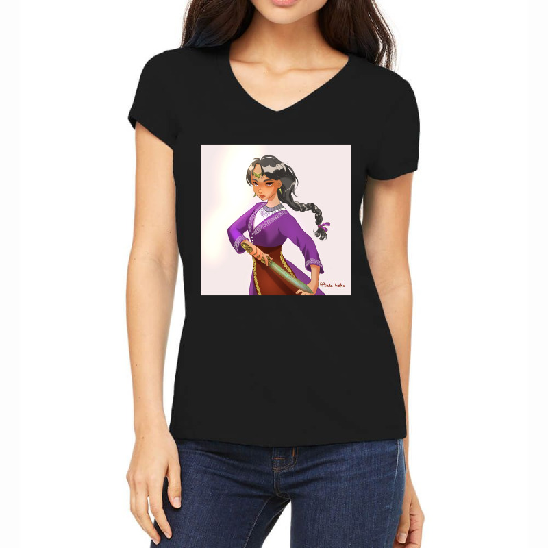 Warrior Girl Women's V-Neck T-Shirt by brumfieldportillo7vlpq8 | Artistshot