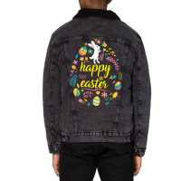 Happy Easter Day Egg Unisex Sherpa-lined Denim Jacket | Artistshot
