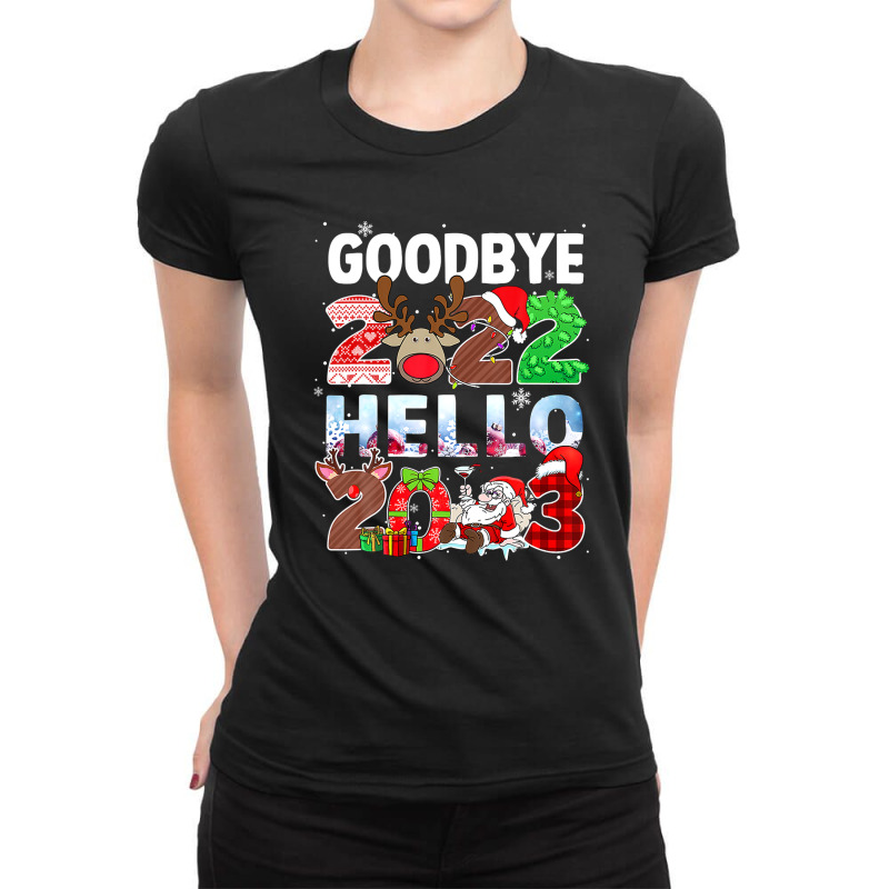 Goodbye 2022 Hello 2023 Cute Christmas Ladies Fitted T-shirt | Artistshot