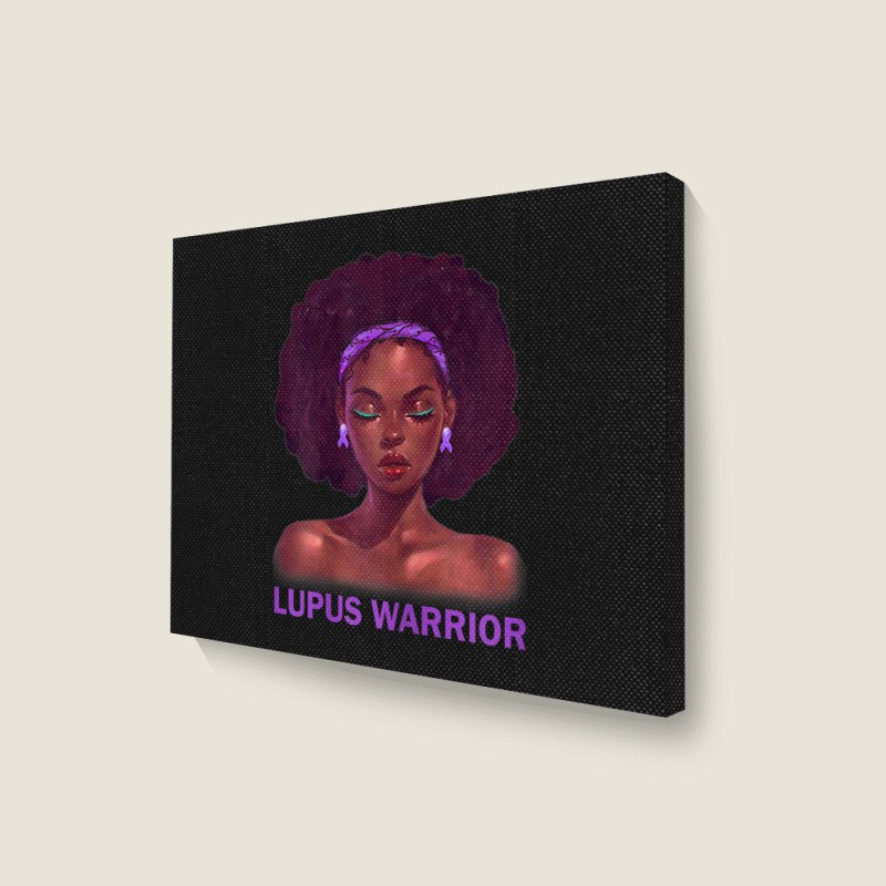 Womens Afro African American Black Woman Lupus Warrior Landscape Canvas Print | Artistshot