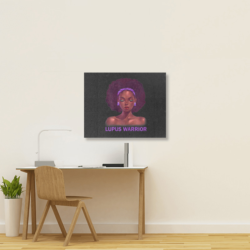 Womens Afro African American Black Woman Lupus Warrior Landscape Canvas Print | Artistshot