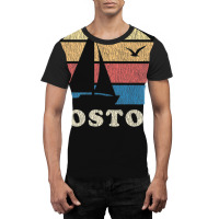 Boston Ma Vintage Sailboat 70s Throwback Sunset Graphic T-shirt | Artistshot