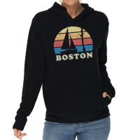 Boston Ma Vintage Sailboat 70s Throwback Sunset Lightweight Hoodie | Artistshot