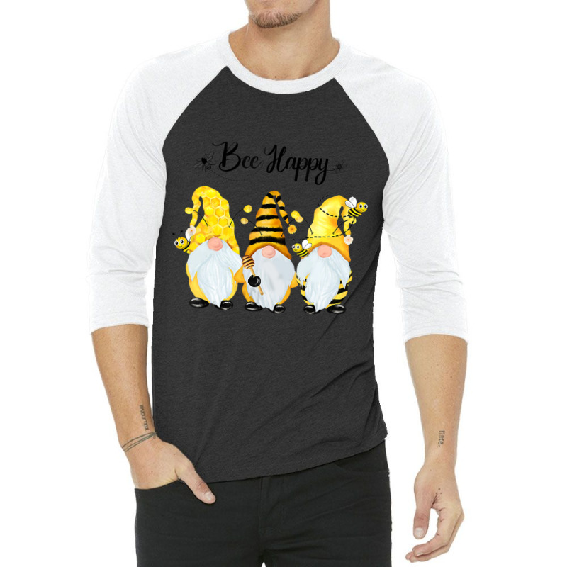 Bee Happy Bee Gnome Spring 3/4 Sleeve Shirt | Artistshot