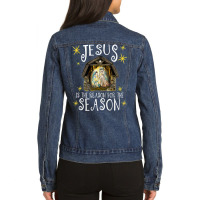 Christmas Nativity Jesus Is The Reason For The Season Manger T Shirt Ladies Denim Jacket | Artistshot