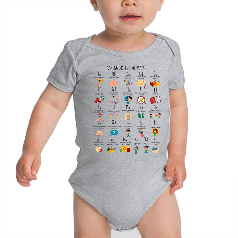 Coping Skills Alphabet Mental Health Awareness Counselor T Shirt Baby Bodysuit | Artistshot